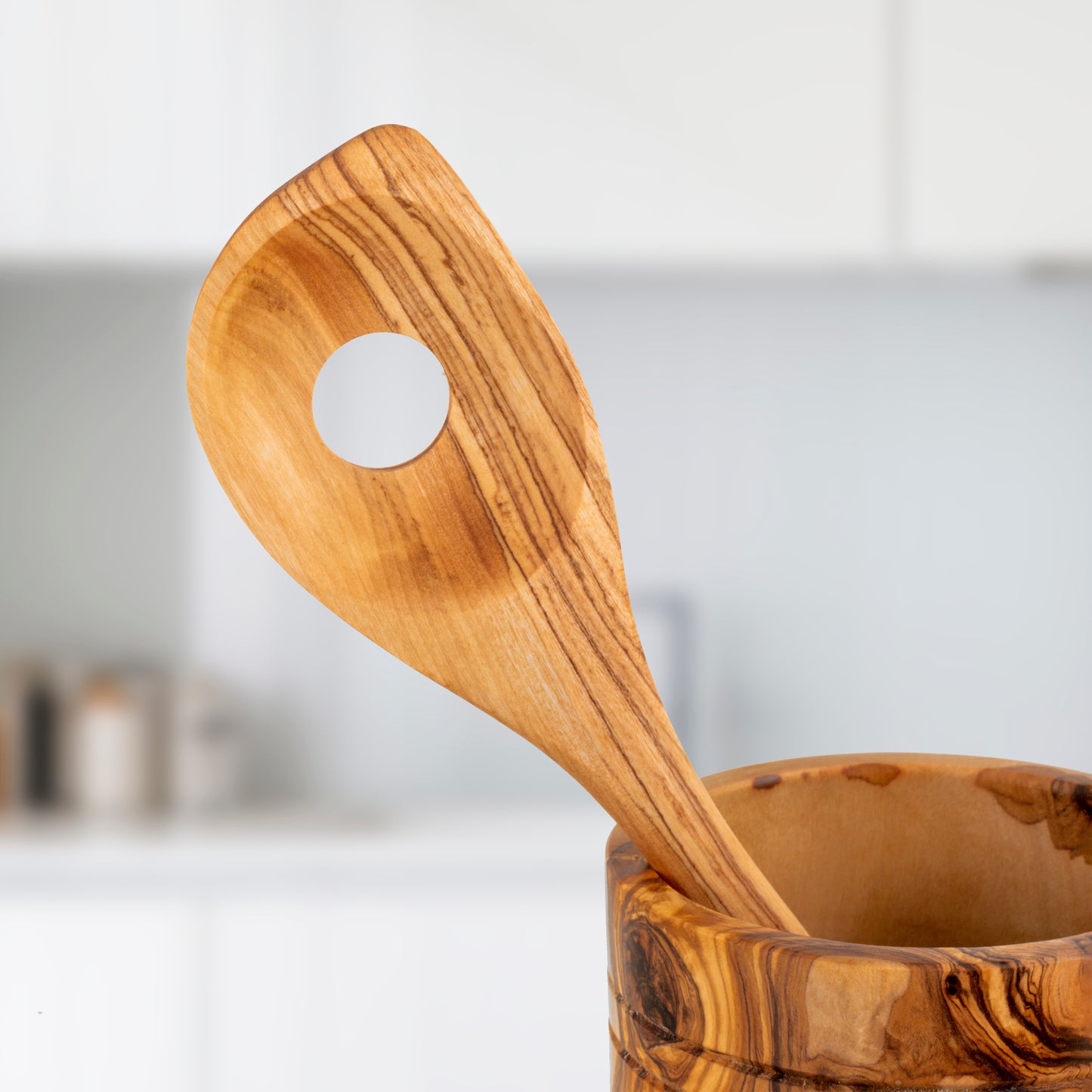 Handmade Olive Wood Kitchen Set (5-Piece) with Wooden Holder